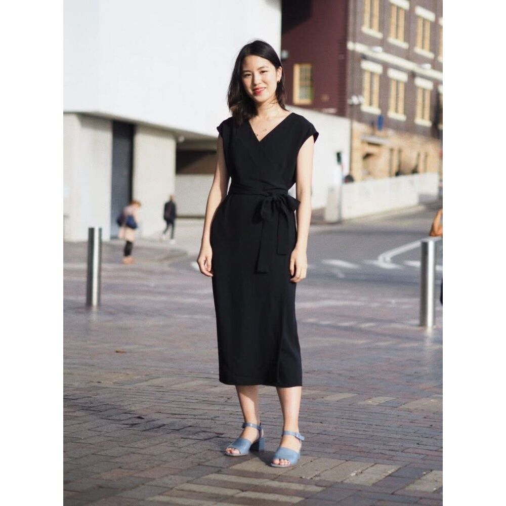 Everlane Plum Japanese GoWeave Wrap Dress, size 8